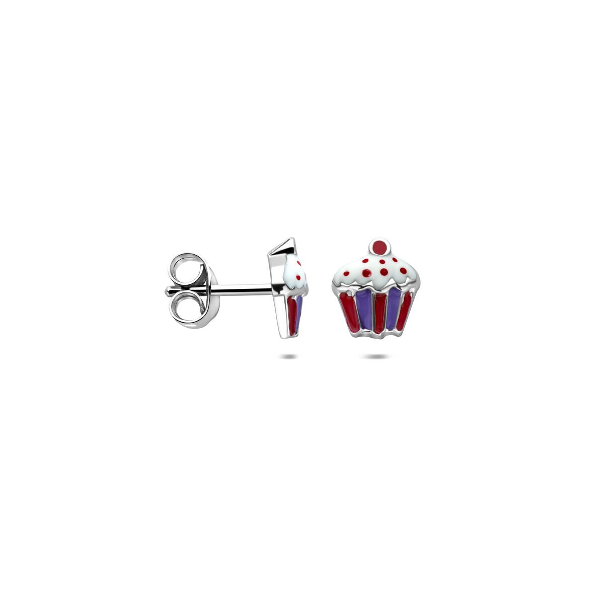 Silberne Ohrstecker Cupcake – rhodiniert Kinderschmuck 7,5 mm