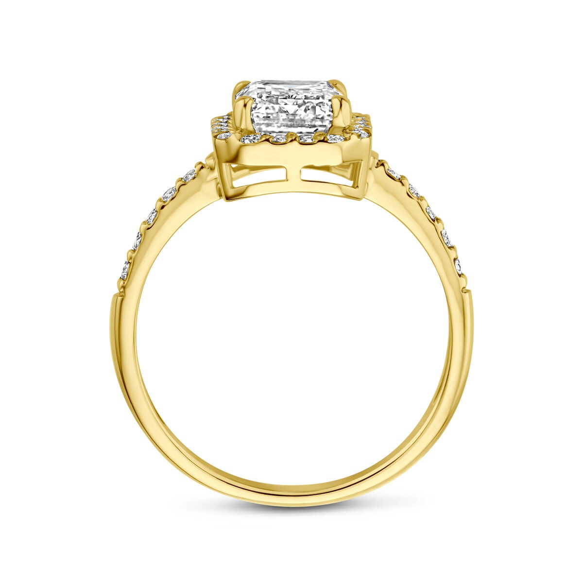 14K Gelbgoldring mit im Labor gezüchtetem Diamant