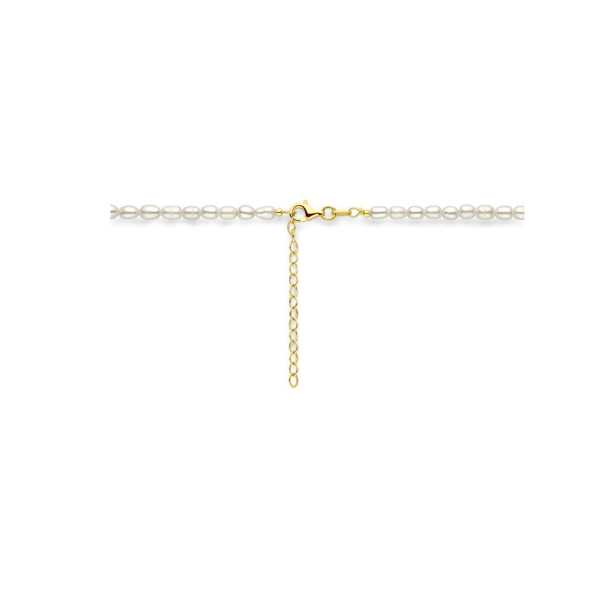 Goldfarben vergoldete Damen-Halskette aus Silber – Collier mit Süßwasserperlen