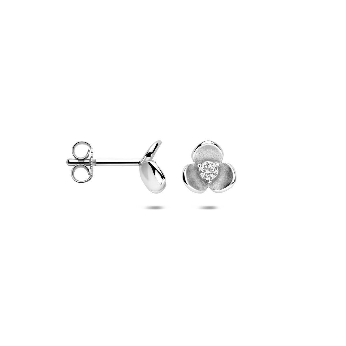 Silberohrstecker mit Zirkonia in Blumenform – 7 mm