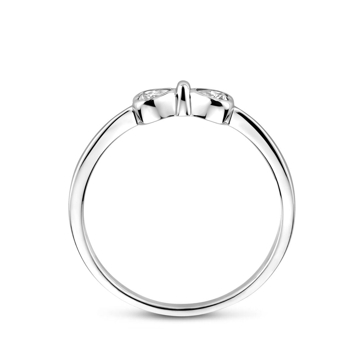 Silberner Ring Schleife mit Zirkonia – rhodiniertes 925er Silber