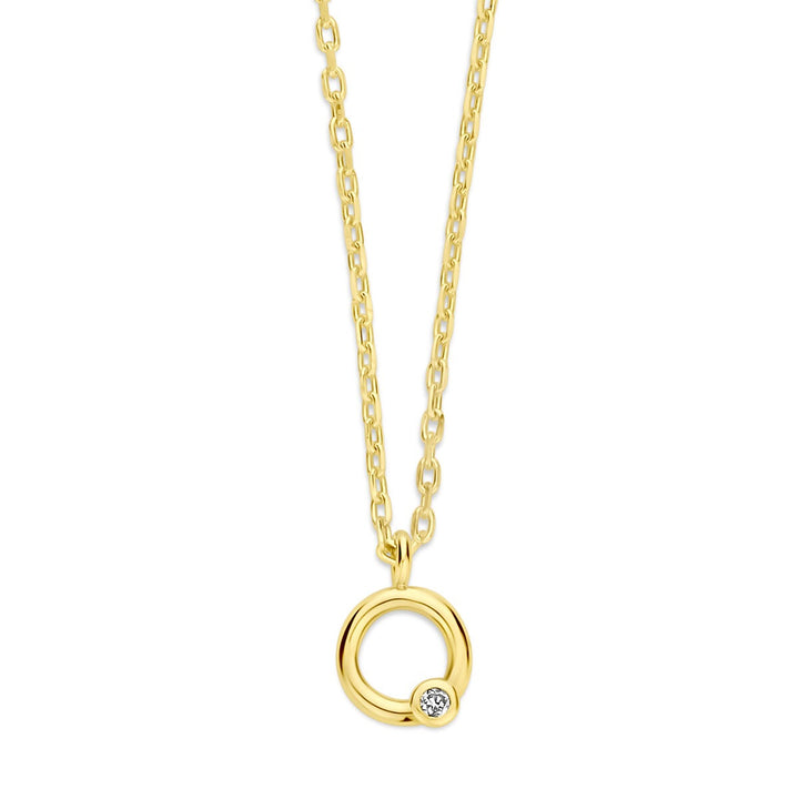 Halskette Kreis und Diamant 0,01 ct H SI 43 - 45 cm 14K Gelbgold