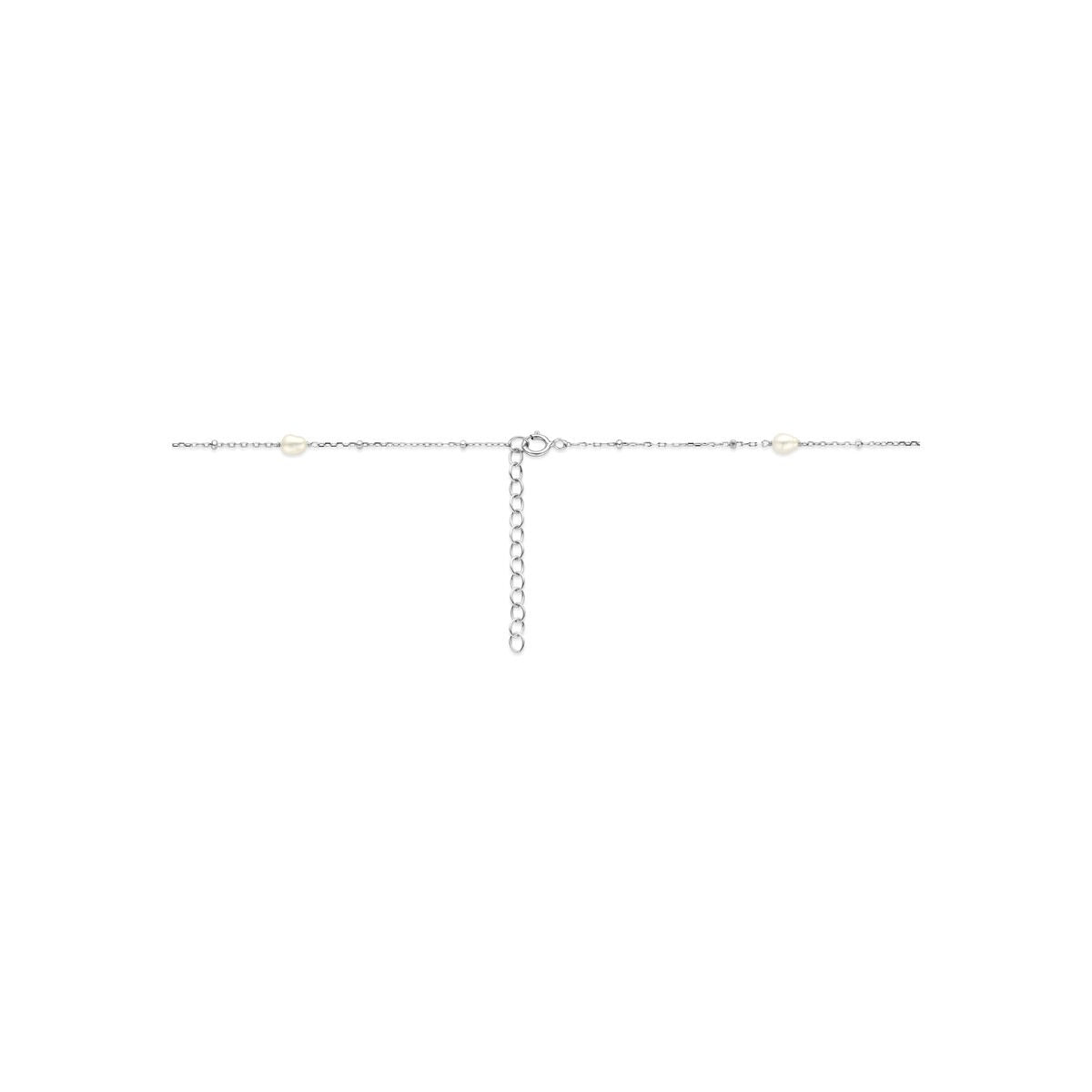 Rhodiniertes 925er Silbercollier mit Perlen