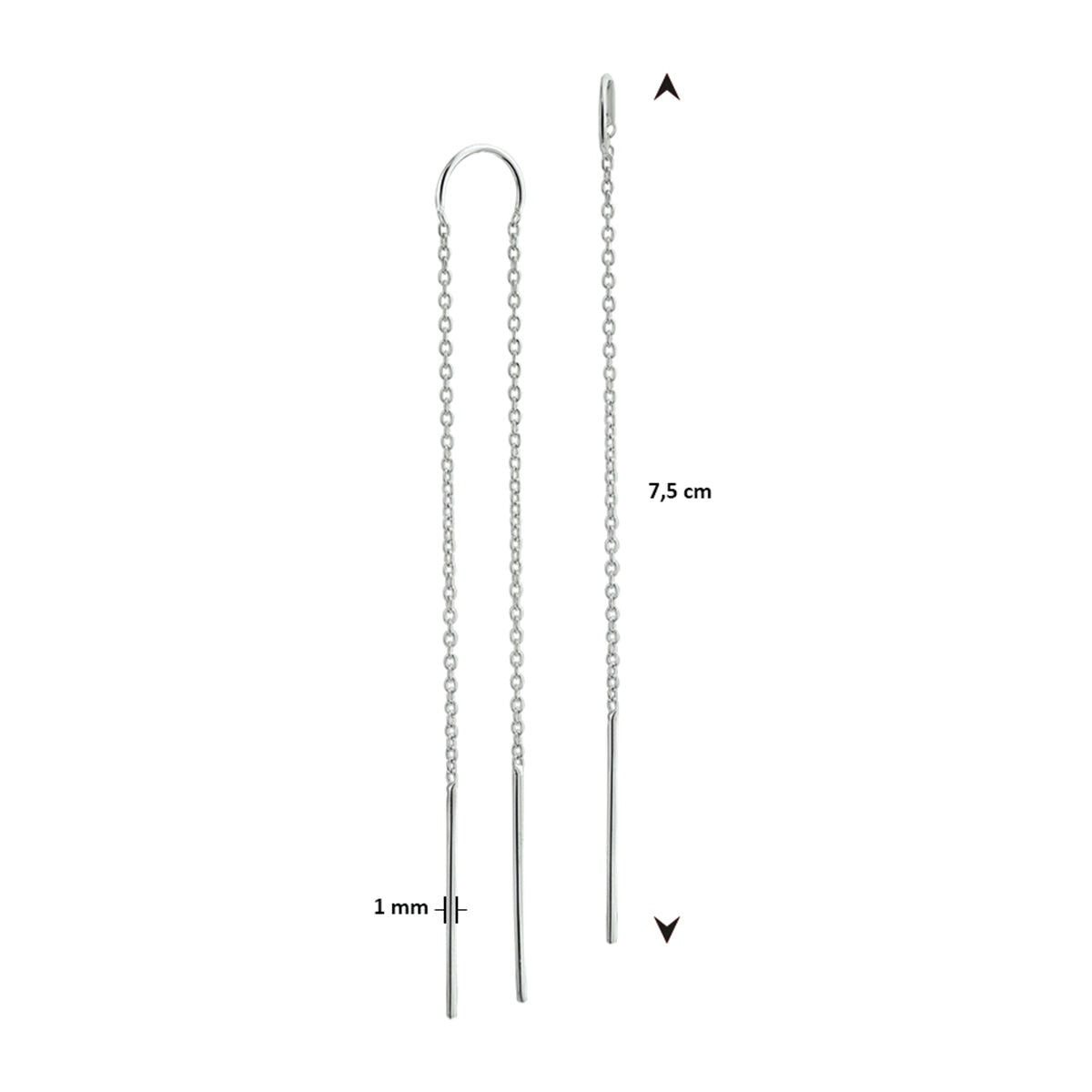 Silberne Durchzieher – rhodiniert, Stab-Design