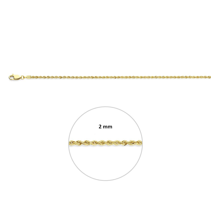 Fußkettchenschnur 2,0 mm 26 - 28 cm 14K Gelbgold