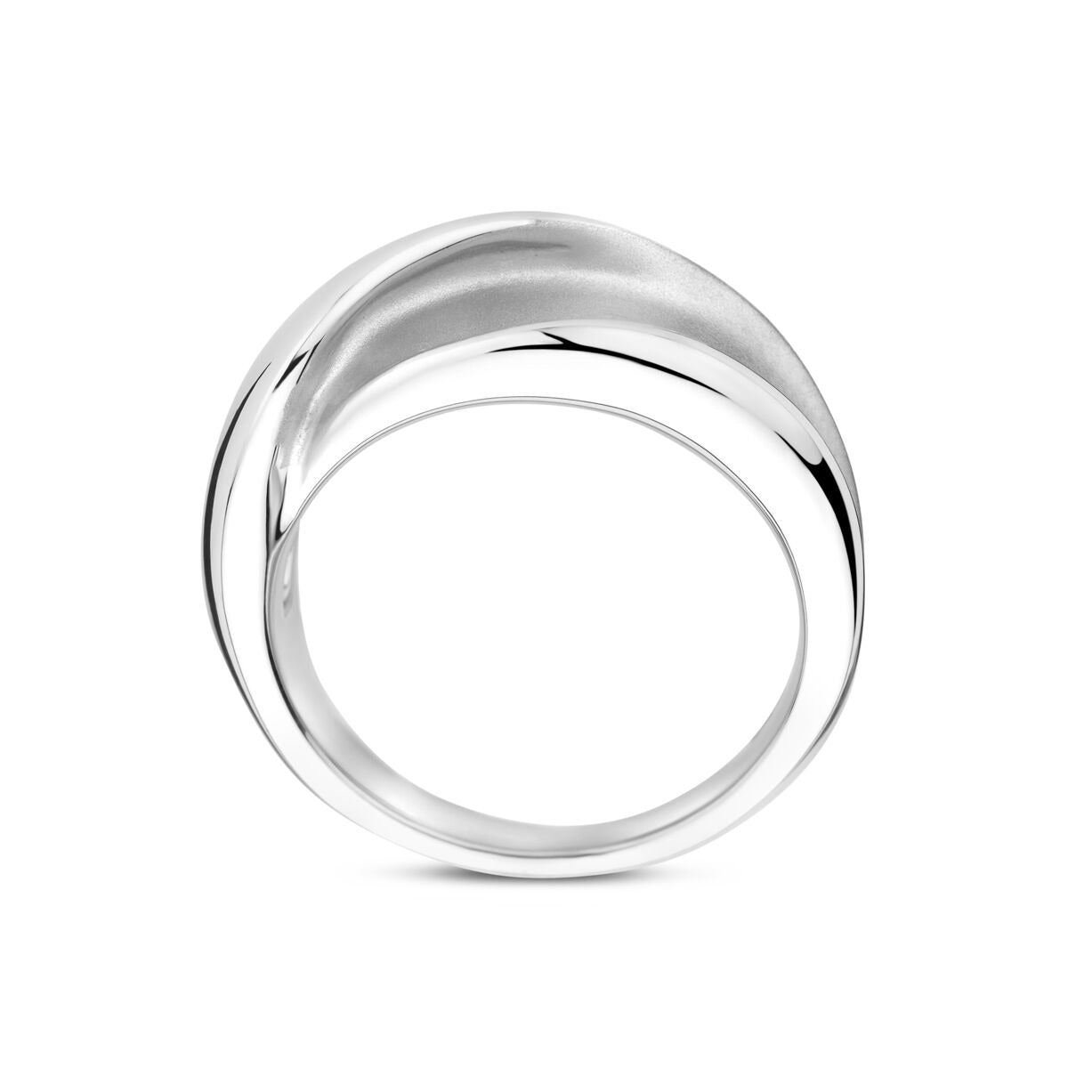 Rhodiniertes 925er Silberring – Poli/Matt-Finish für Damen