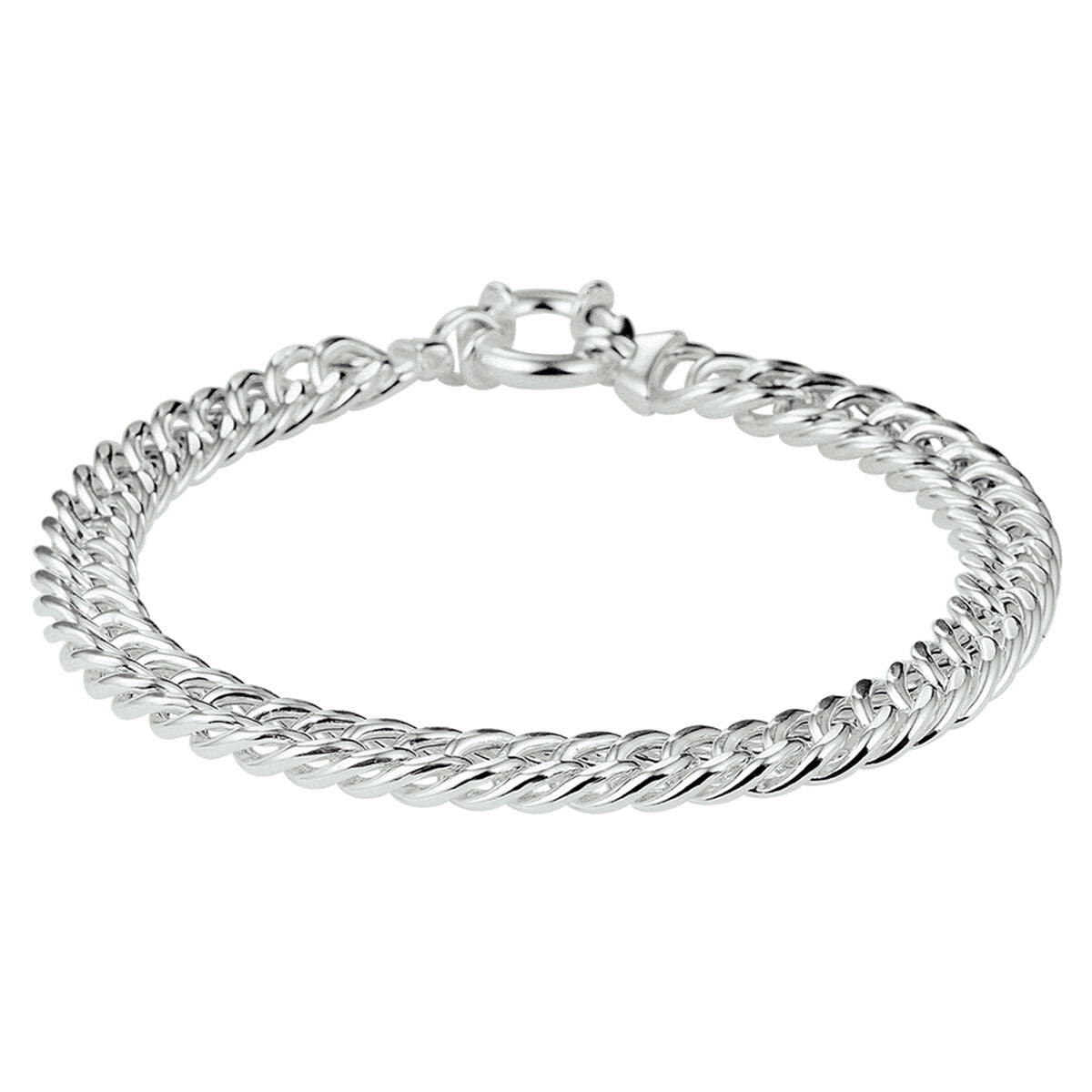 Silbernes Damenarmband mit Gourmet-Design und großer Karabinerhakenverschluss