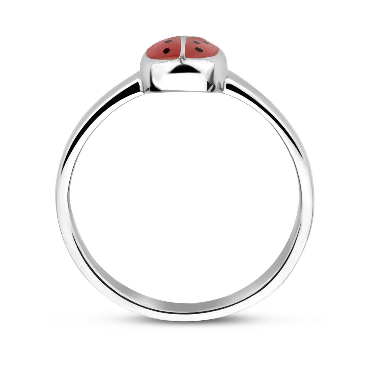 Rhodiniertes Kinder-Ring aus Sterlingsilber mit Marienkäfer