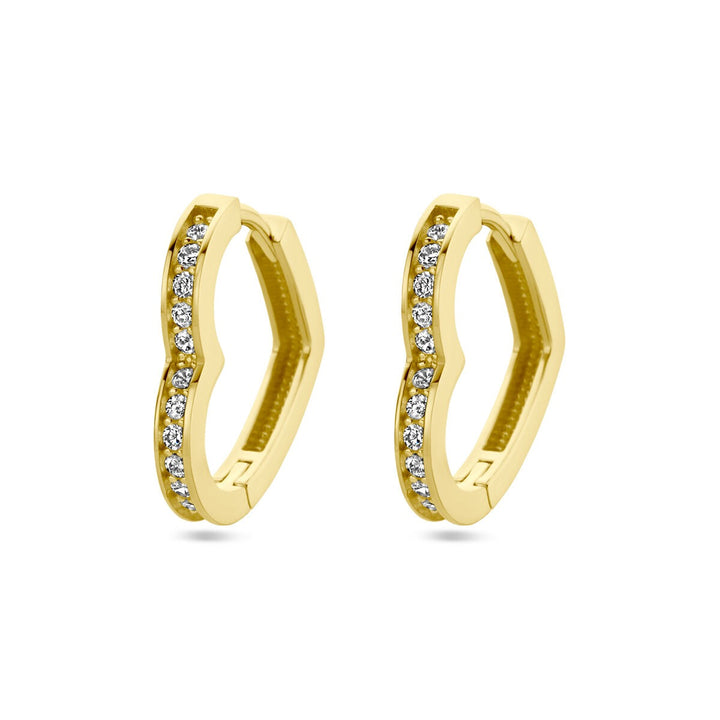 Ohrringe Herz und Zirkonia 14K Gelbgold