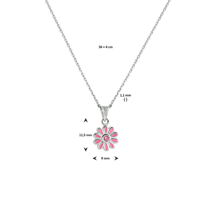 Halskette Blume Zirkonia 36 + 4 cm Silber rhodiniert