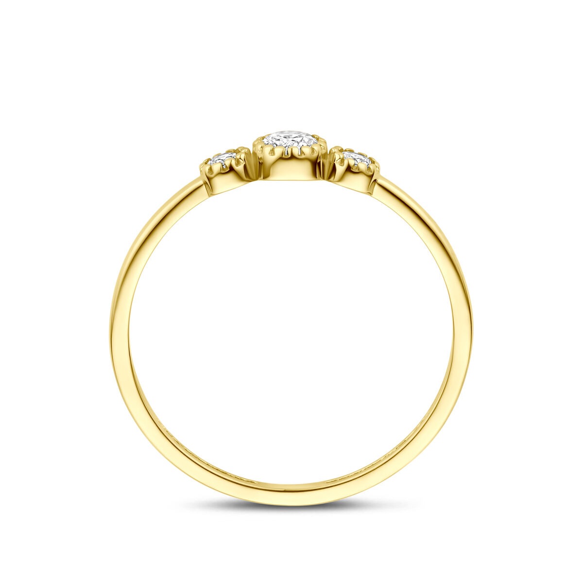 Goldener Damenring mit Zirkonia – 14 Karat Gelbgold