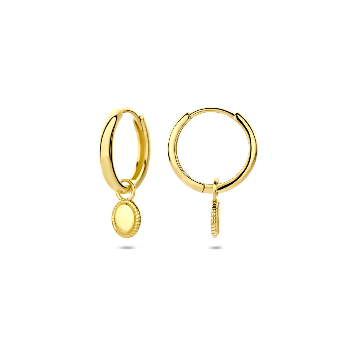 14k Gelbgold Klappcreolen mit Anhänger – zeitlose Eleganz in Bewegung