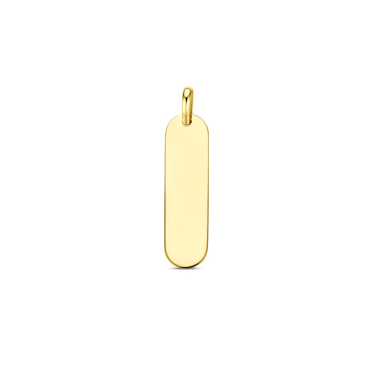 Gravuranhänger aus 14 Karat Gold in ovaler Form mit glatter Oberfläche