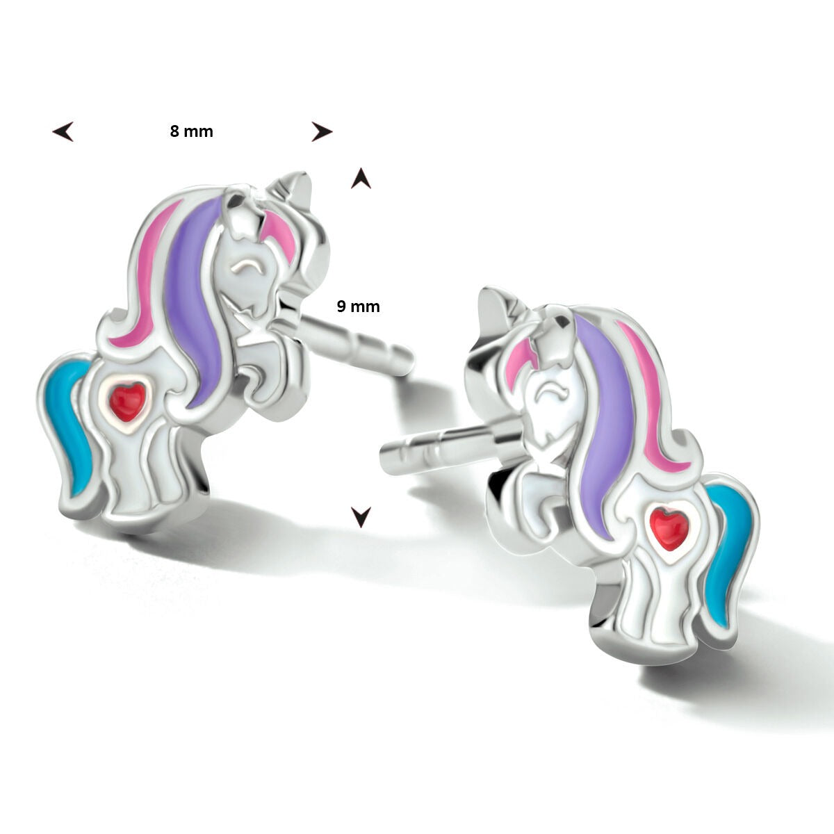 925 Rhodiniertes Silber Einhorn Ohrstecker