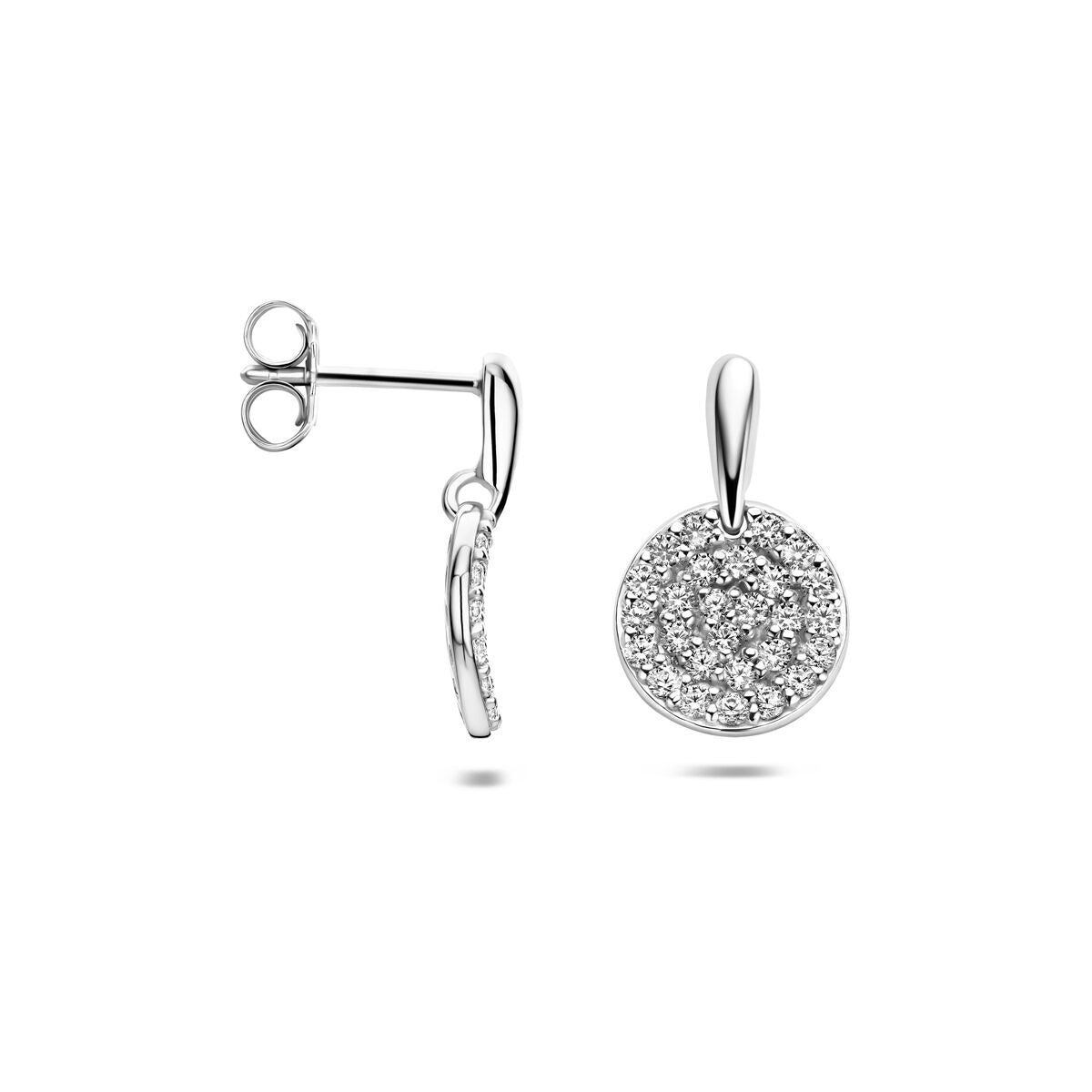 Rhodinierte Silberohrringe mit Pavé-Zirkonia