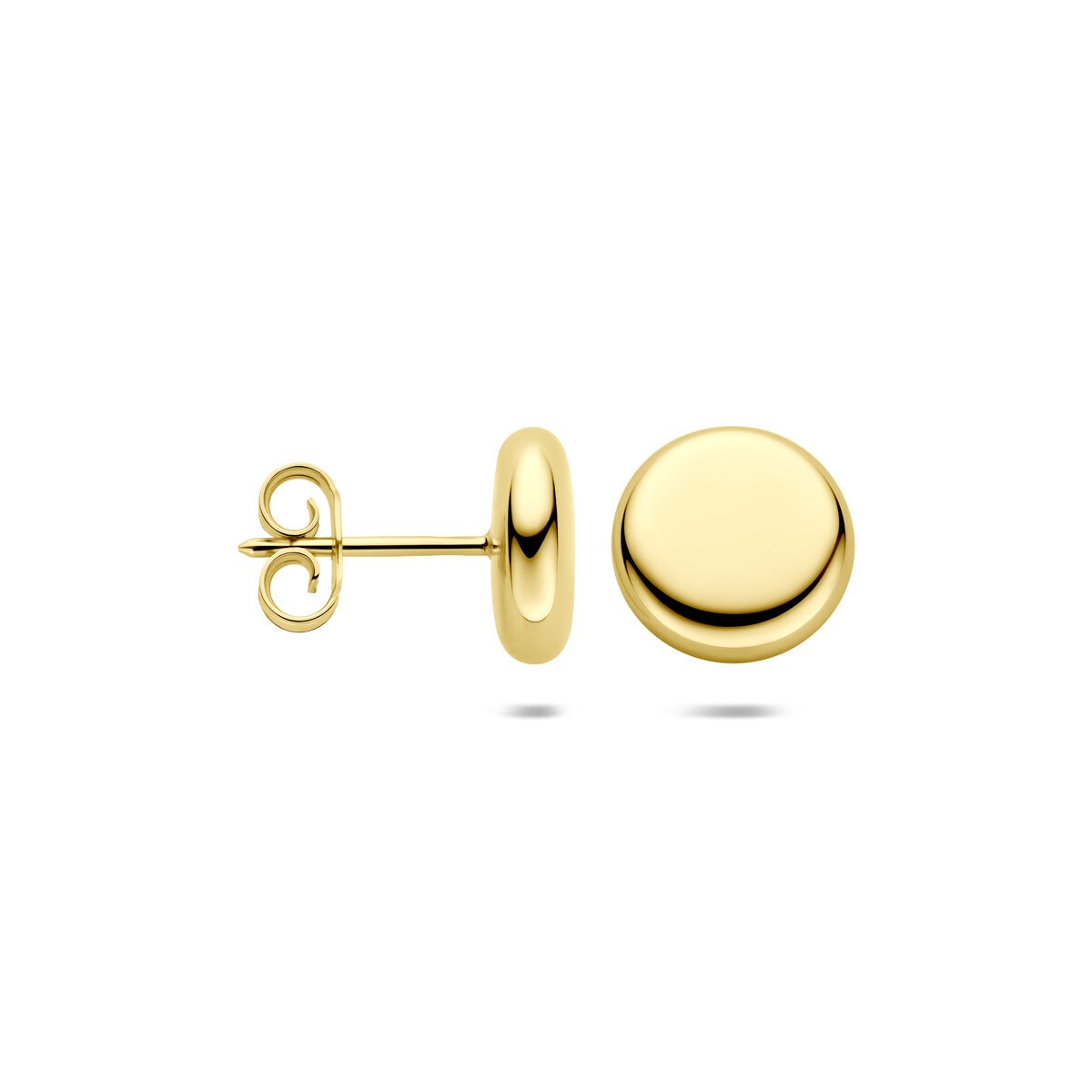 14K Gelbgold-Ohrstecker mit einem Durchmesser von 10 mm.