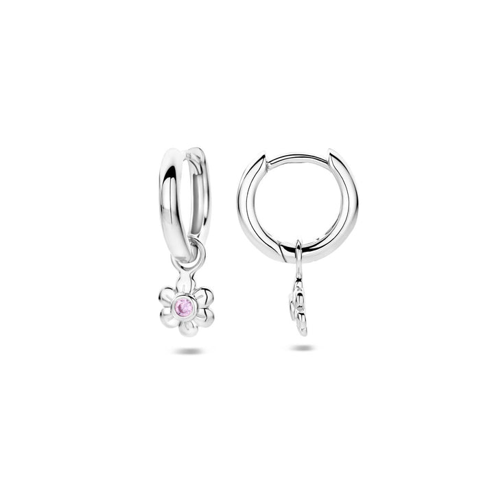 Ohrringe Blume rosa Zirkonia Silber rhodiniert