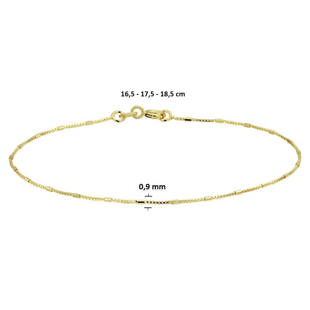 Venezianisches Armband und Stäbe 0,9 mm 18 cm 14 K Gelbgold