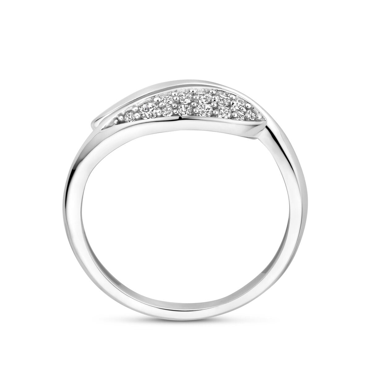 Silberring mit Brillant-Zirkonia – rhodiniert, 925er Silber, 8,5 mm breit