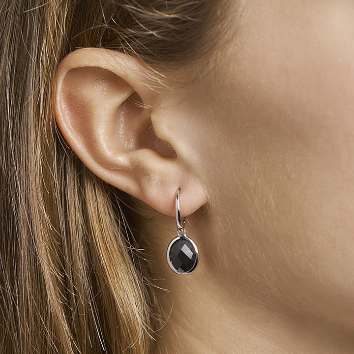 Ohrringe Onyx Silber rhodiniert