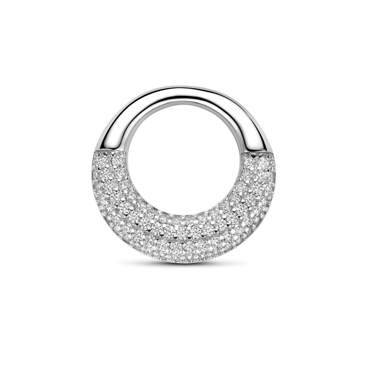 Hänger aus rhodiniertem 925 Silber mit Zirkonia-Pave in runder Form