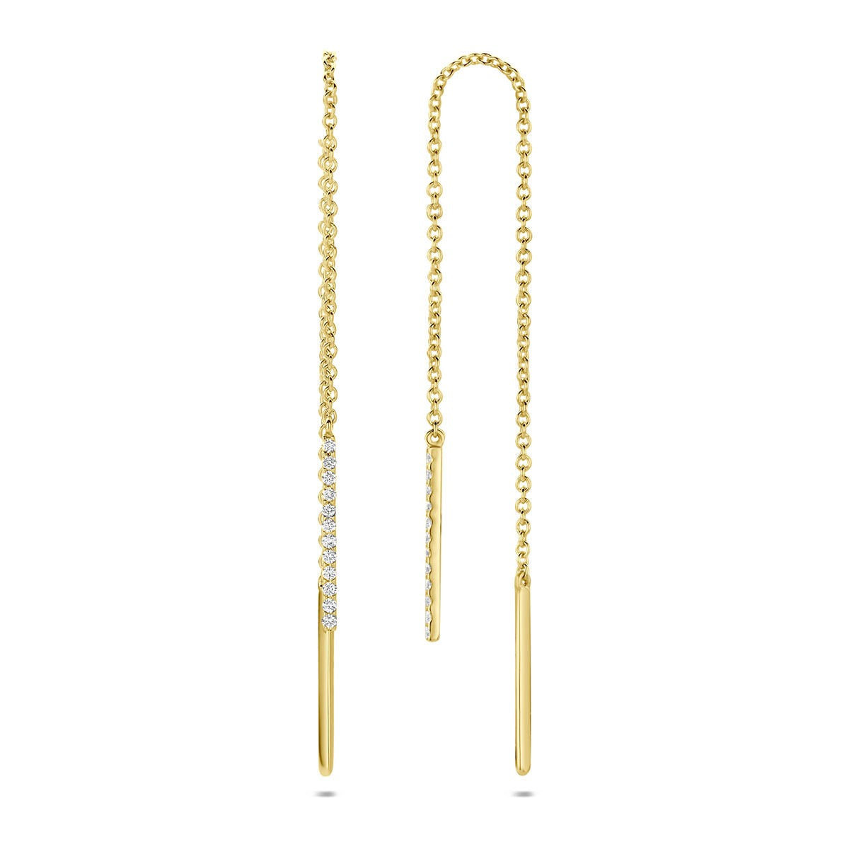 14k Gelbgold Durchziehohrringe mit Diamant