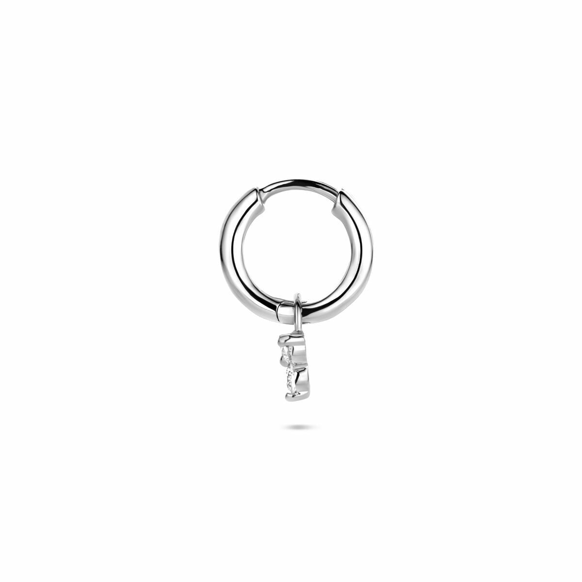 Rhodinierter Silberohrring mit Zirkonia – pro Stück