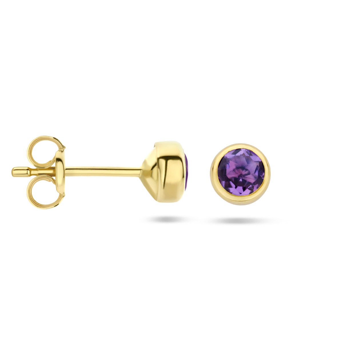 14k Gelbgold-Ohrstecker mit Amethyst