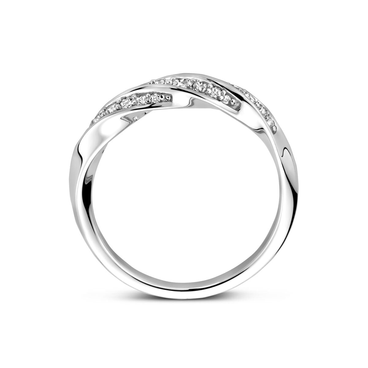 Rhodinierter Silberring mit Zirkonia – 5 mm