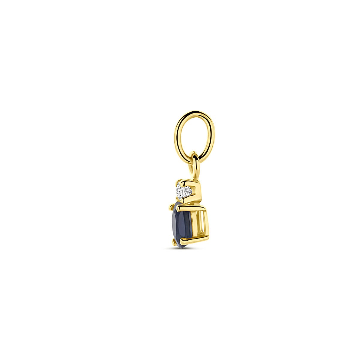 14 Karat Gelbgoldanhänger mit Saphir und Zirkonia – 12 mm