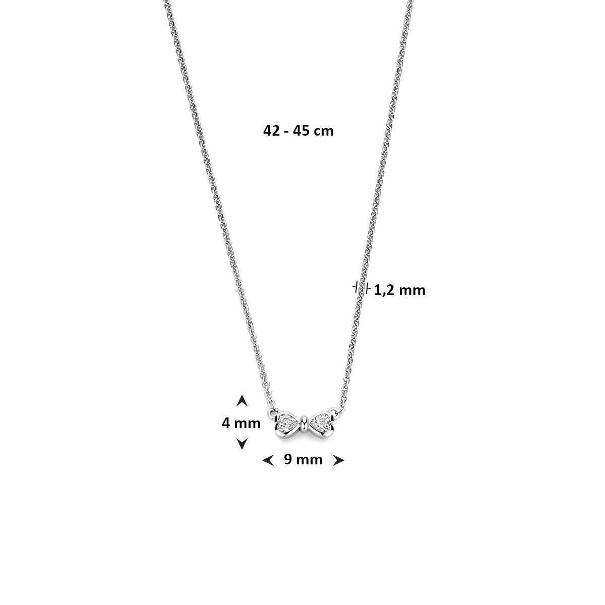 Silberkette mit Zirkonia – Herzdetail 42–45 cm