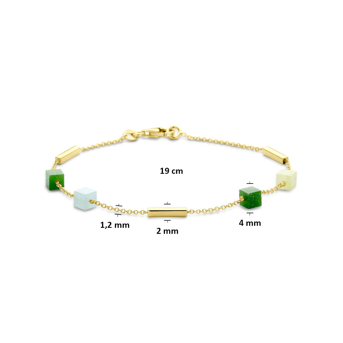 Goldarmband 14k mit blauem und grünem Quarzit – Damen