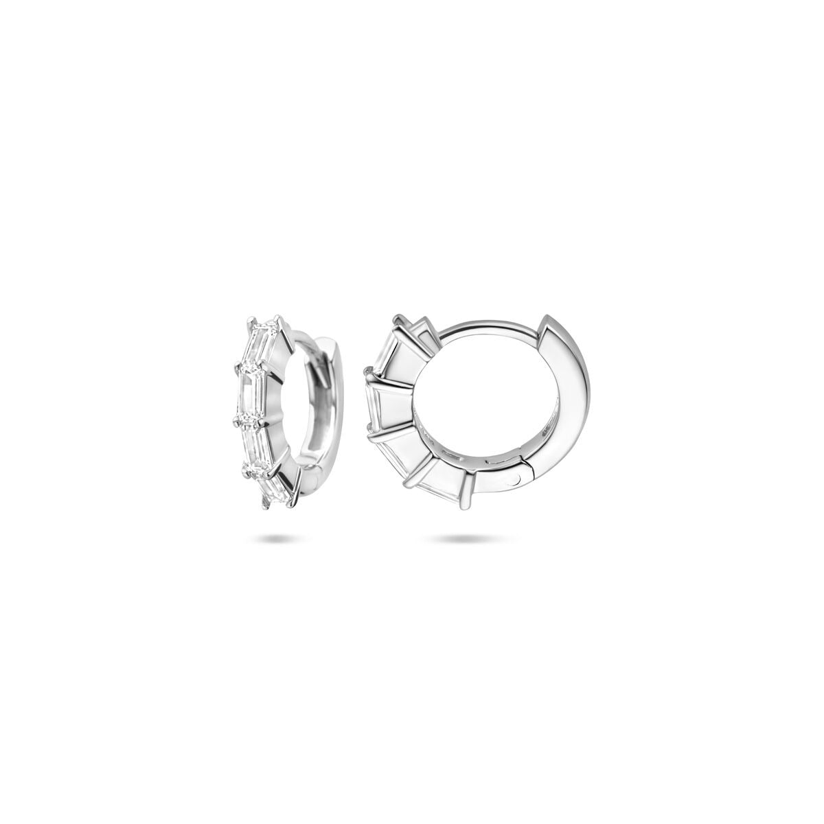 Rhodinierte Klappcreolen aus Silber mit Zirkonia