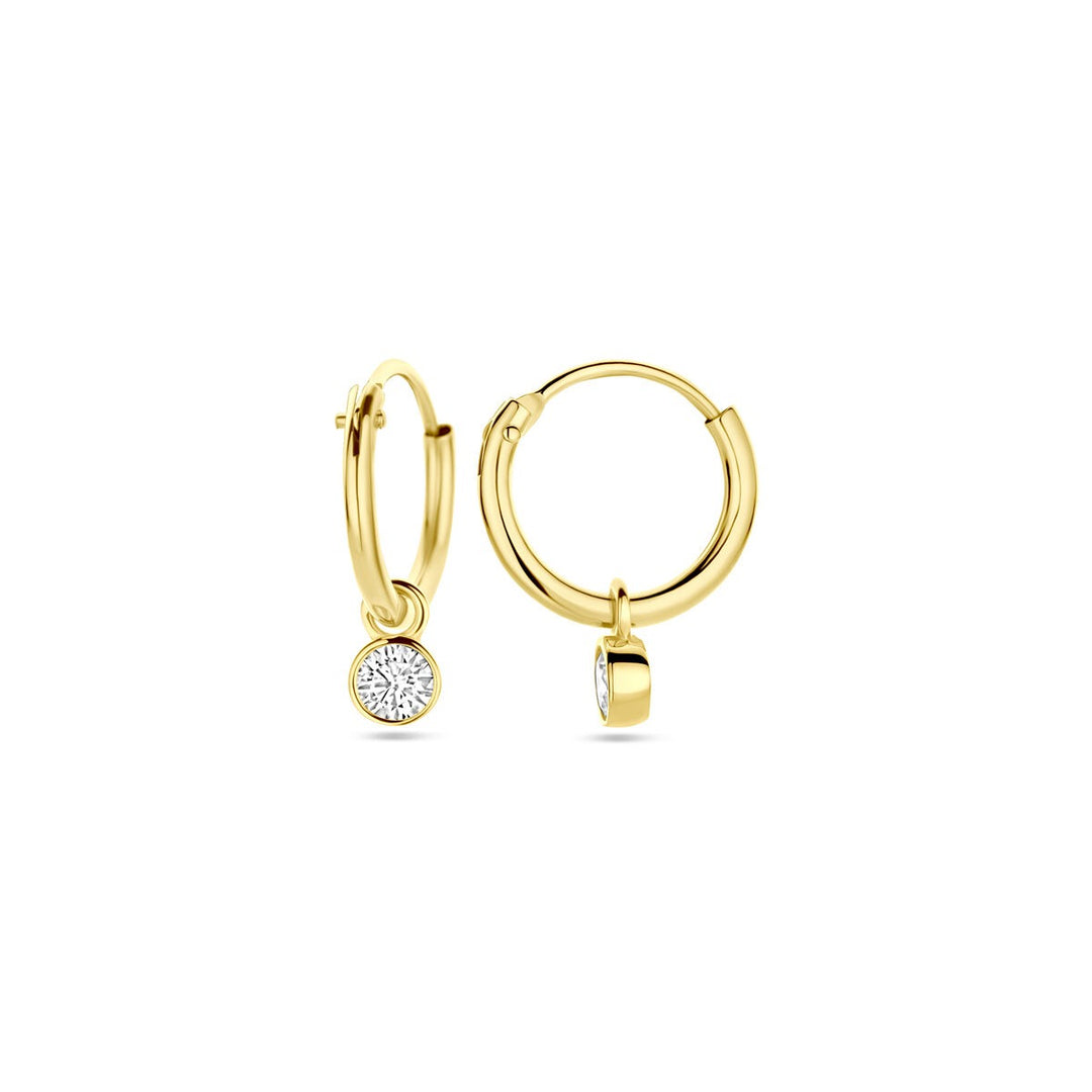 Ohrringe mit Anhänger Zirkonia 14K Gelbgold