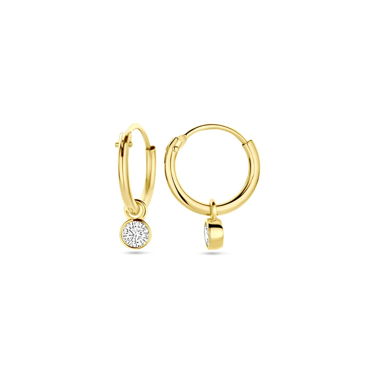 Goldohrringe mit Zirkonia – 14k, Zargenfassung