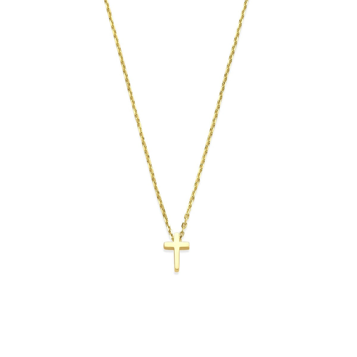 Goldfarbener Anhänger mit Kreuz an einer feinen Kette