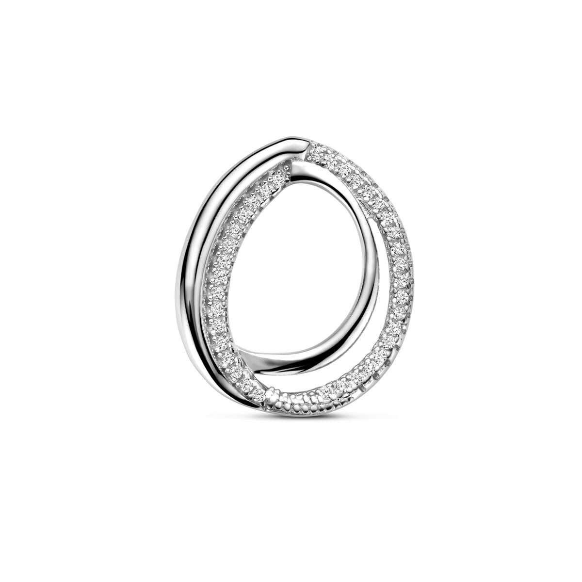 Hänger aus rhodiniertem 925 Silber mit Zirkonia-Besatz in geschwungener Form