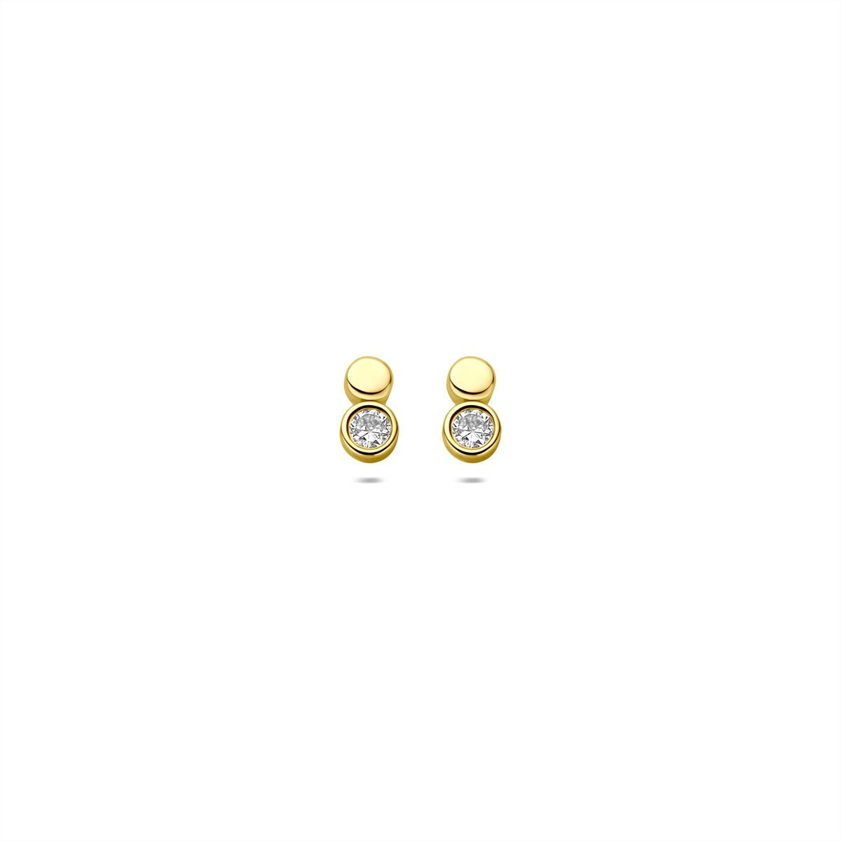 Ohrstecker aus 9k Gold mit Zirkonia, rundes Design und glänzender Oberfläche