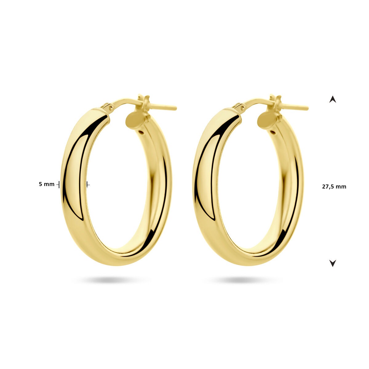 Vergoldete Damenohrringe – Gelbgold auf 925er Silber, halbrund 27,5 mm