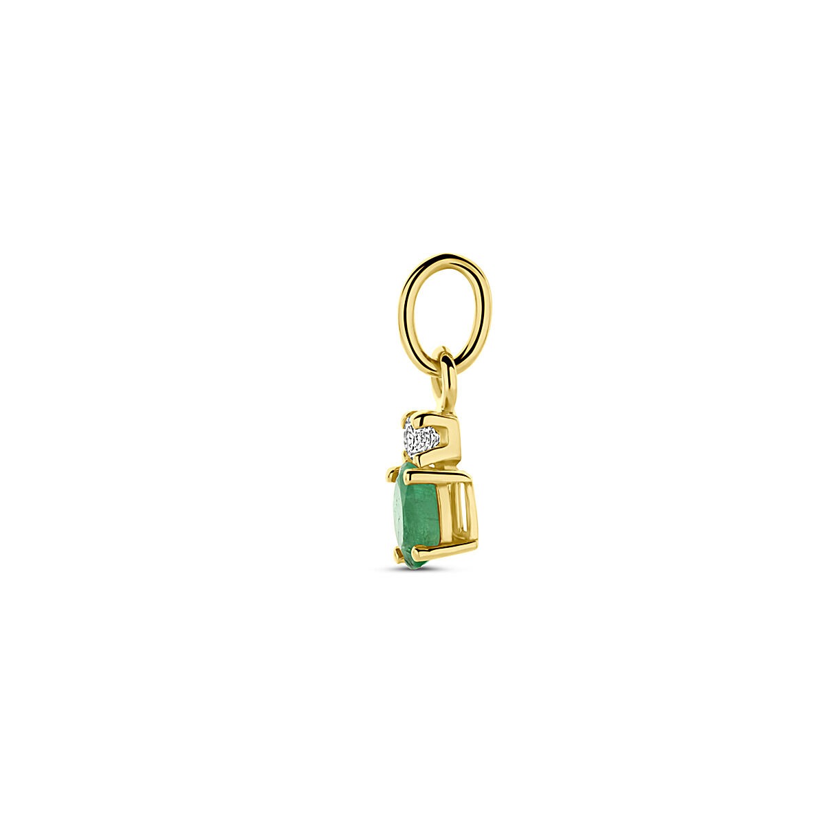 14 Karat Gelbgoldanhänger mit Smaragd und Zirkonia – 12 mm
