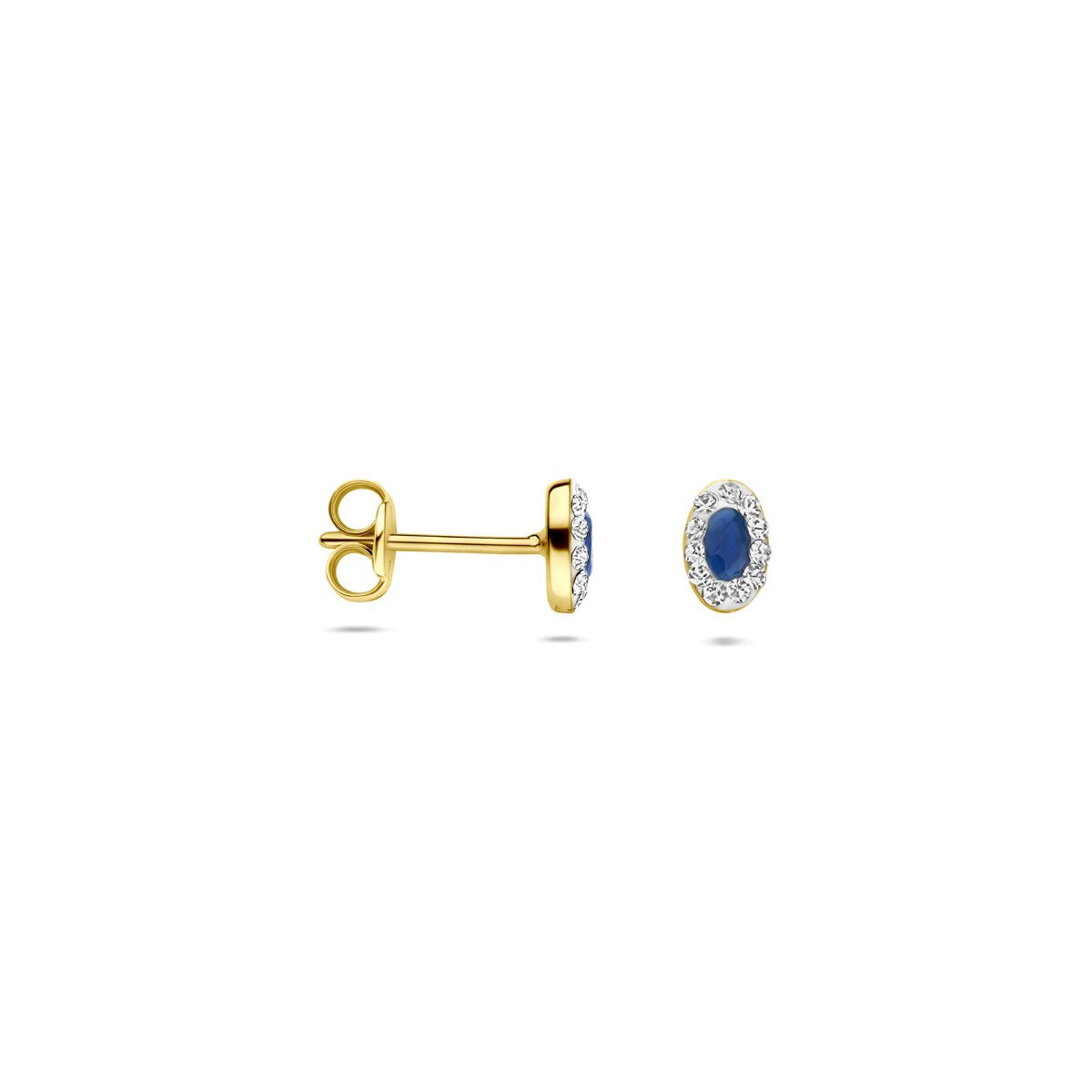 14 Karat Gelbgold Ohrstecker mit synthetischem Saphir und Swarovski
