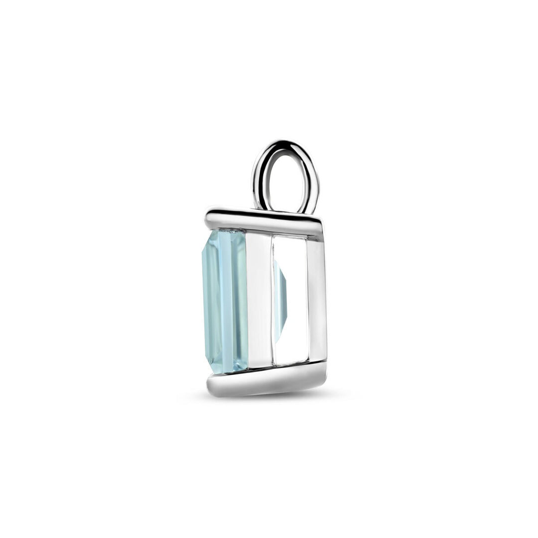 Zilveren hanger met sky blue topaas – gerhodineerd 925 zilver, 14,5 x 8,5 mm