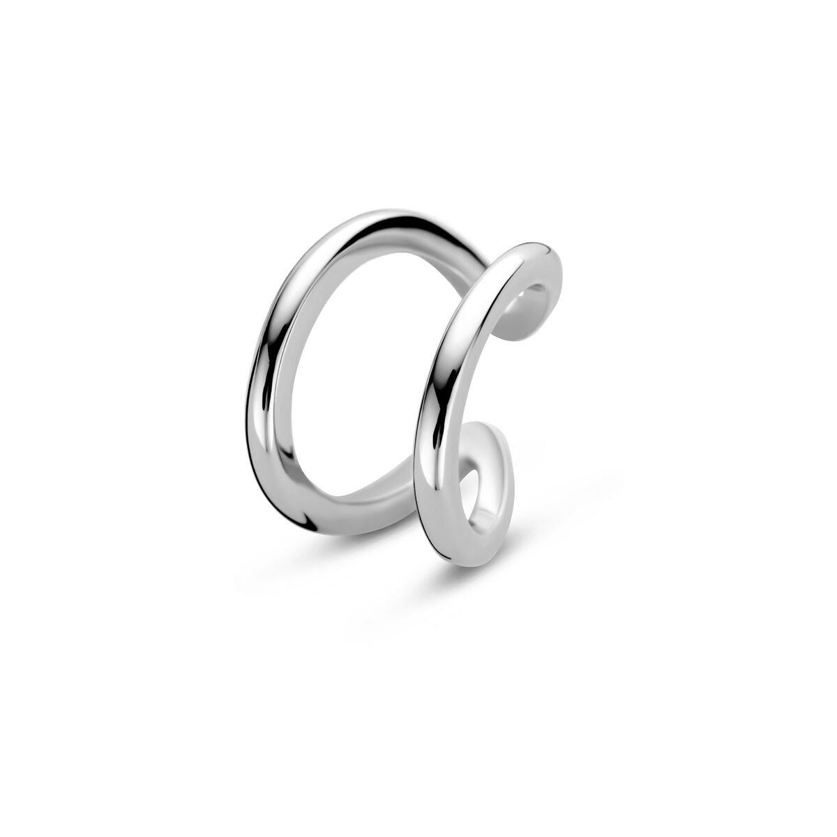 Gerhodinierter silberner Ear Cuff für Damen mit geschwungenem Design