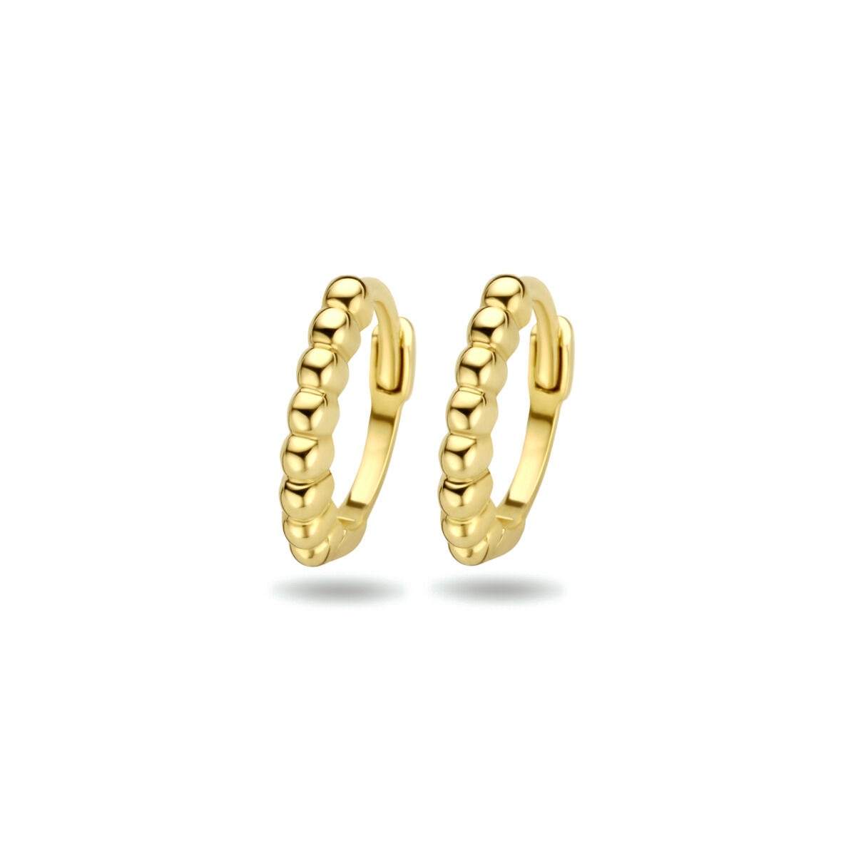 Gelbgoldfarbene Klappohrringe mit kleinen Kugeln aus 9k Gold