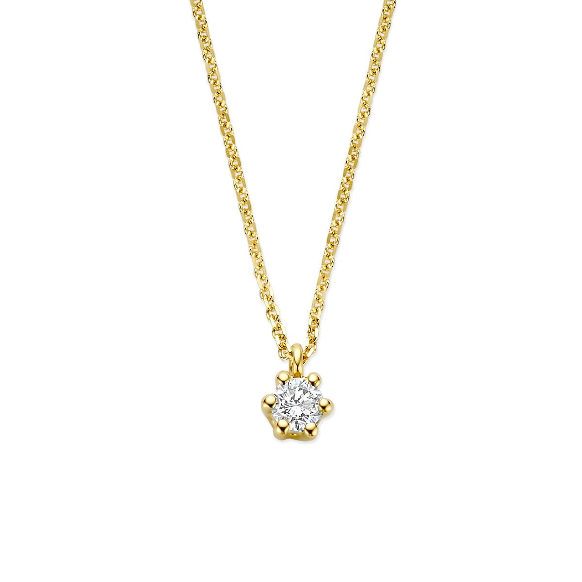 Kette aus 14k Gelbgold mit lab-grown Diamant in blumiger Fassung