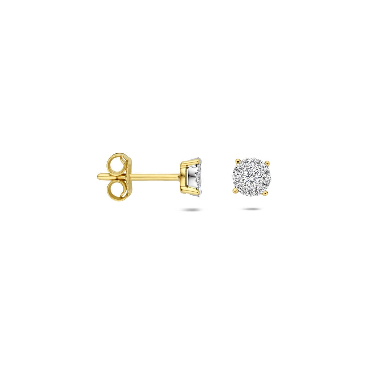 14k Bicolor Ohrstecker mit Diamant – 0.25ct, 5mm