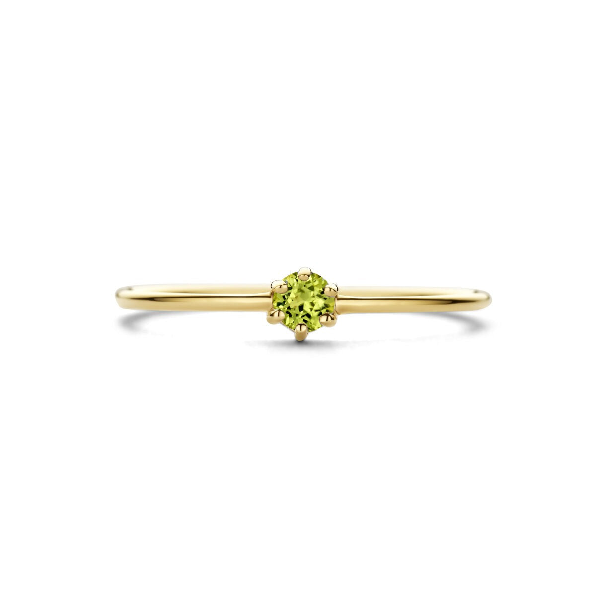 14 Karat Gelbgoldring mit Peridot – Brillant-Schliff