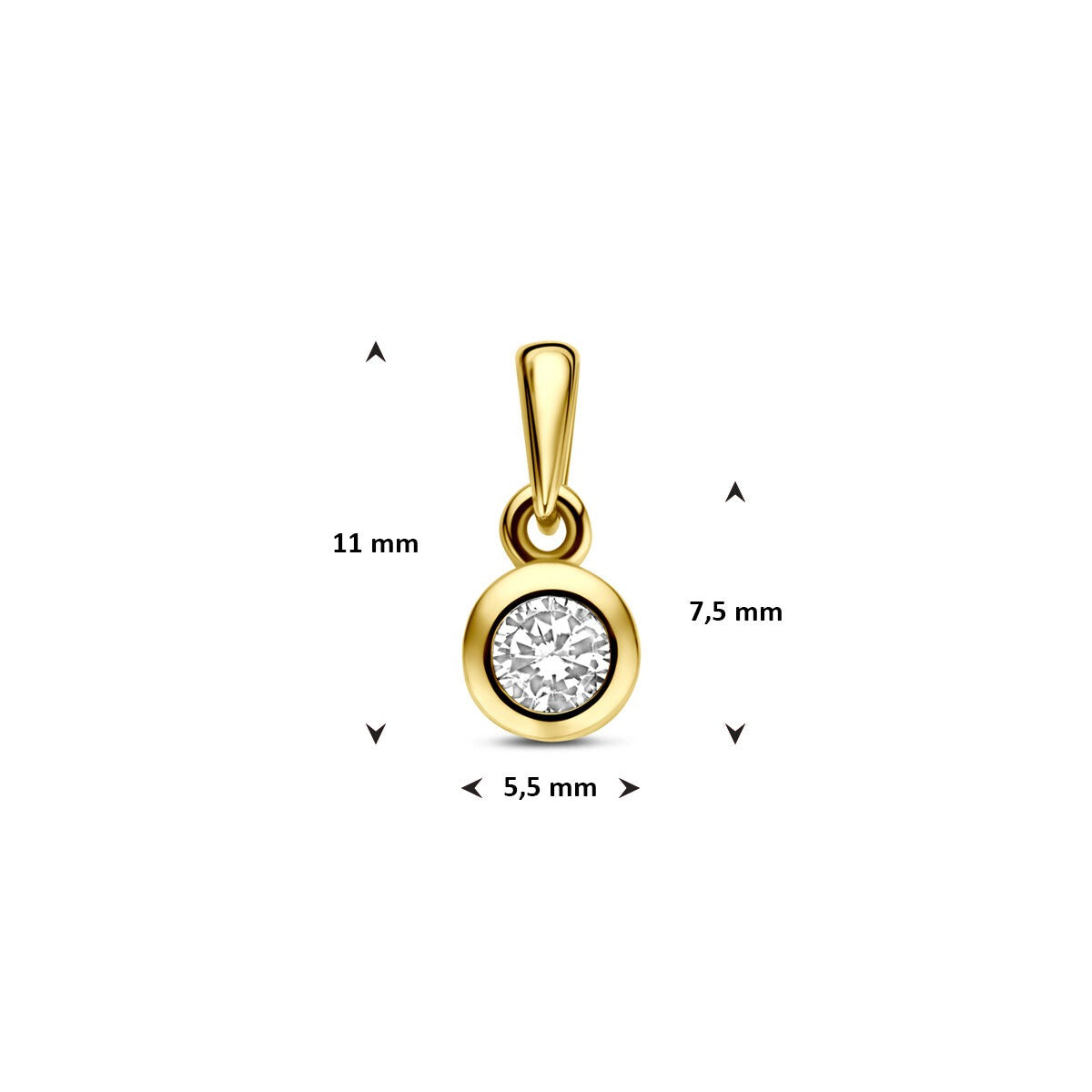 14 Karat Gelbgoldanhänger mit Zirkonia – 11 mm