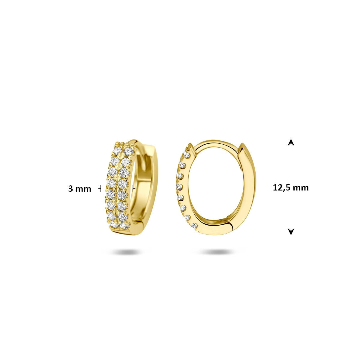 14K Gelbgold Klappcreolen mit Zirkonia