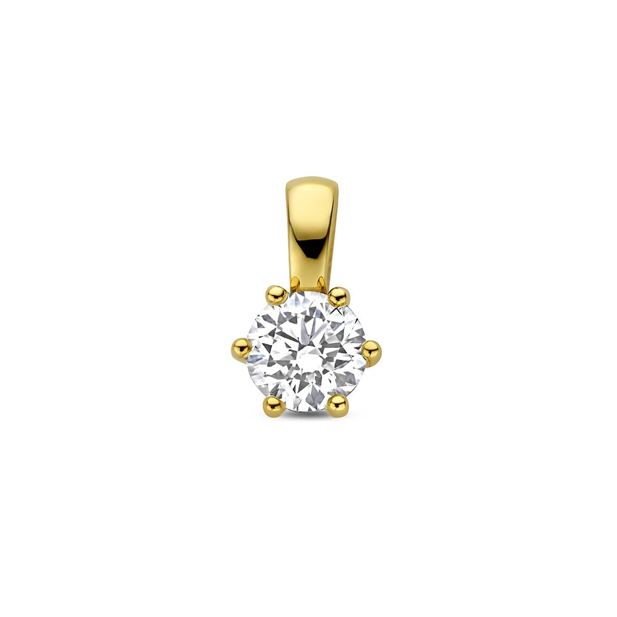 Hänger aus 14k Gelbgold mit rundem lab-grown Diamanten in klarer Farbe